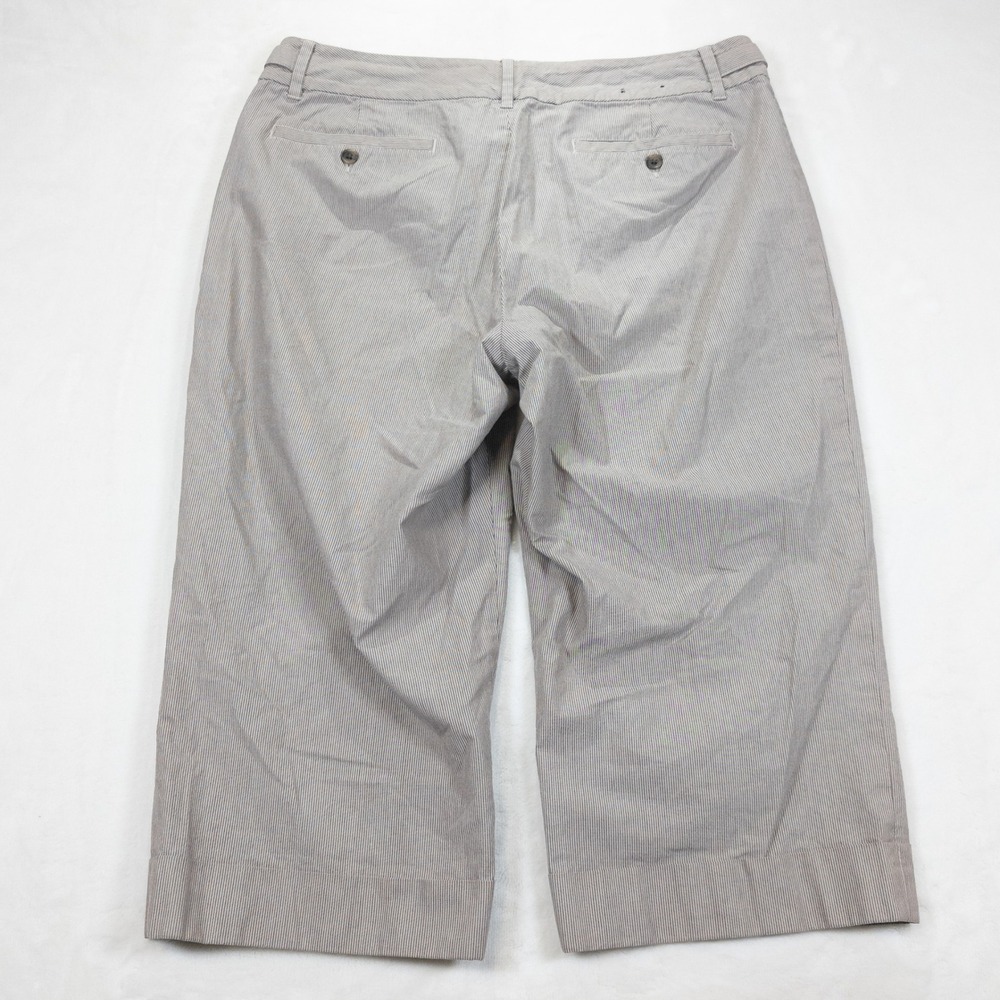 Banana Republic Capri Pants Women 12 Brown Pinstripe Y2K Vintage Preppy Academia - Picture 2 of 12